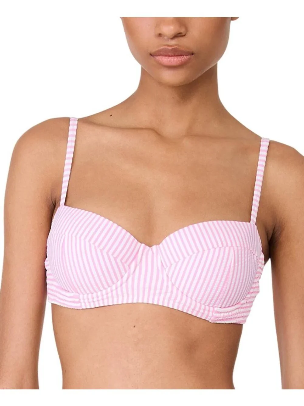 NWT Kate Spade Womens Striped Smocked Bikini Swim Top Pink Multi XL